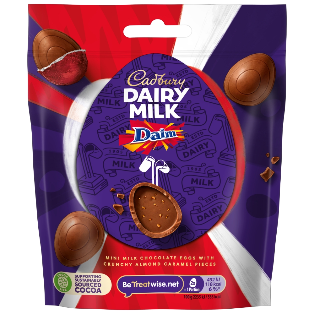 Cadbury Dairy Milk Mini Daim Eggs Bag Clipstrip 77g