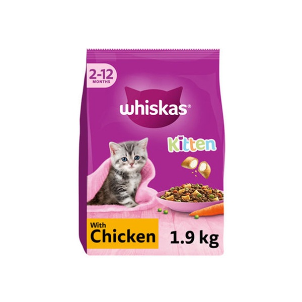 Whiskas 2-12Mths Cat Complete Dry With Chicken Purraside 1.9kg