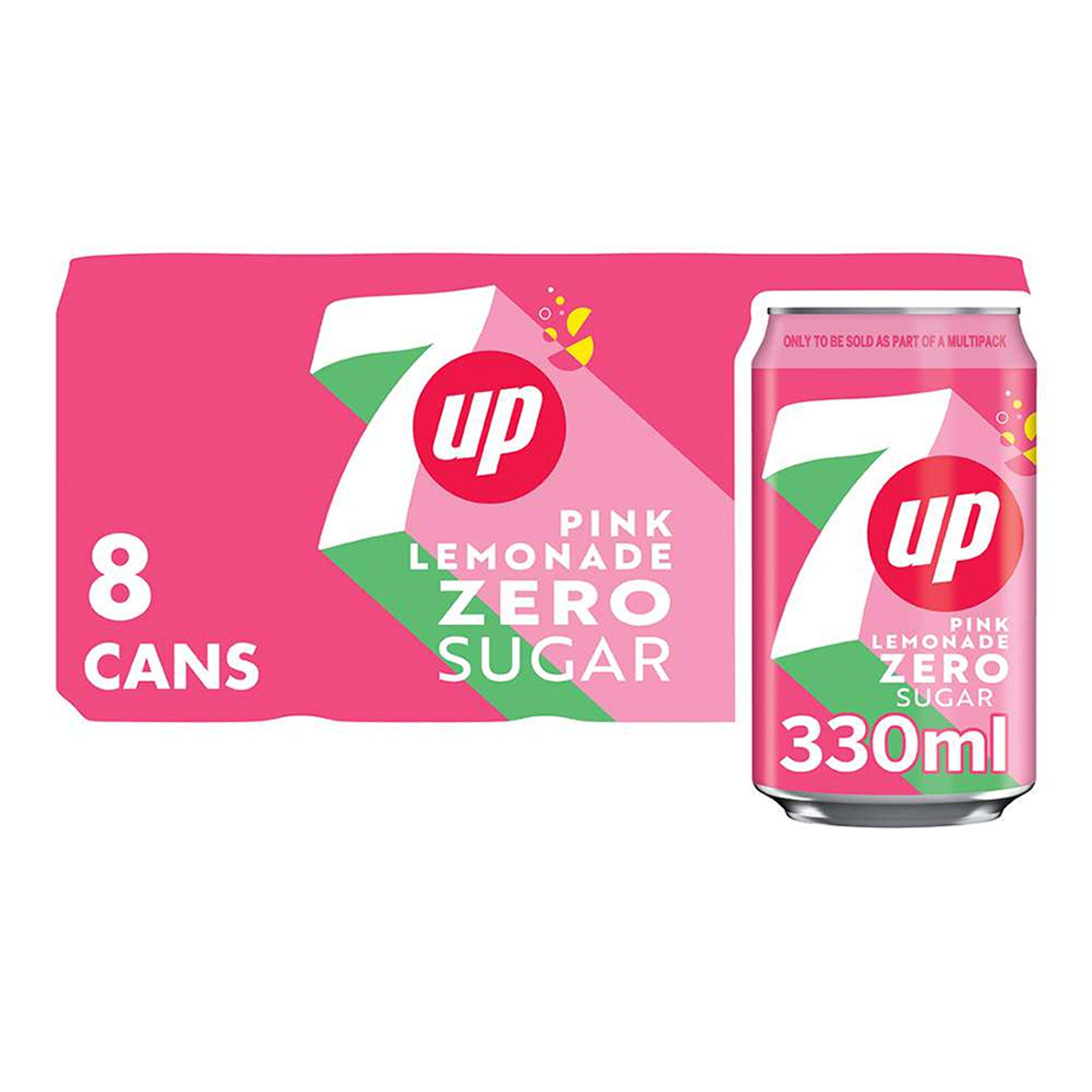7Up Zero Pink Lemonade (8 x 330ml) NEW