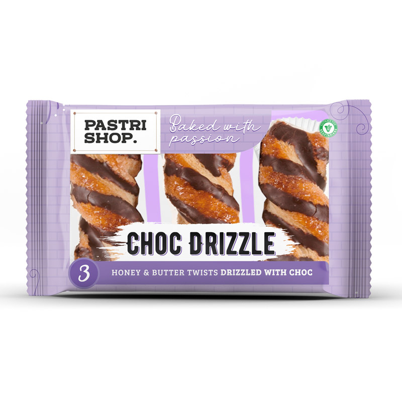 Pastri Shop Choc Drizzle Pastries 3pk 165g