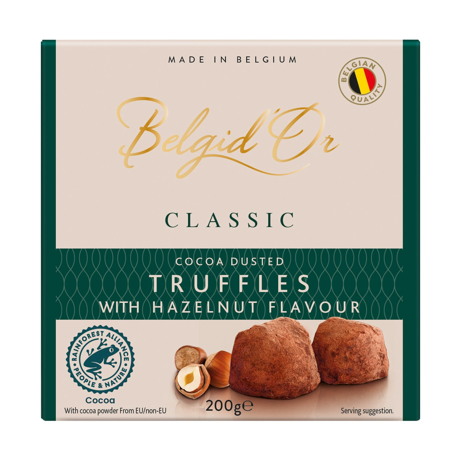 Belgid Or Belgian Cocoa Dusted Hazelnut Truffles 200g