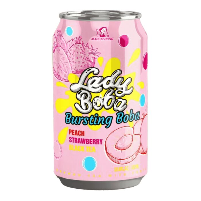 Popping Boba Peach Strawberry Bubble Tea 320ml