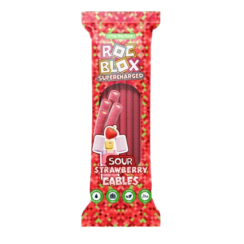 RocBlox Supercharged Sour Strawberry Cables 170g