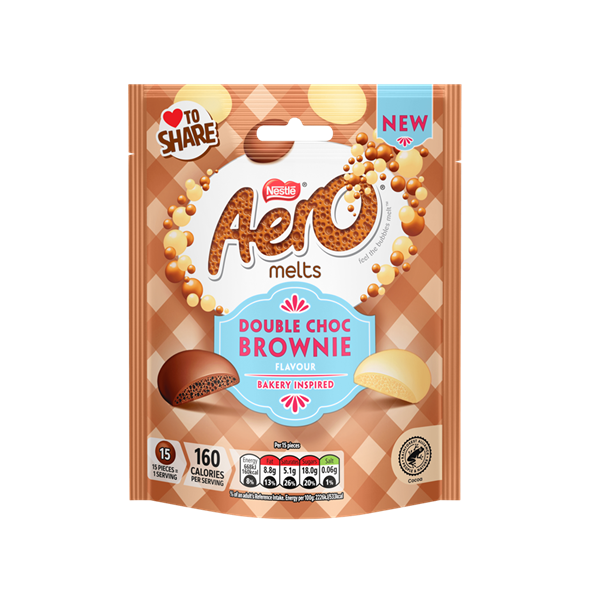 Aero Melts Double Choc Brownie Pouch 86g NEW