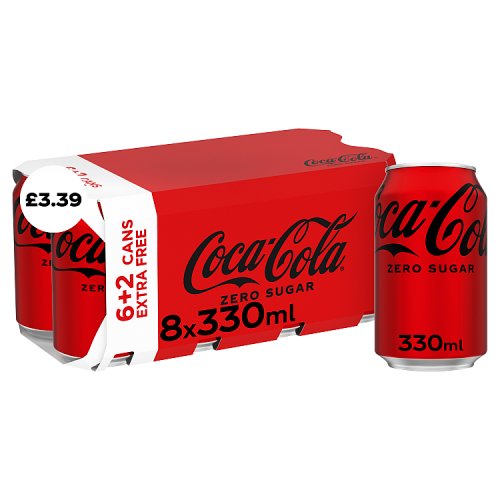 Coca Cola Zero 8pk PM £4.50 330ml