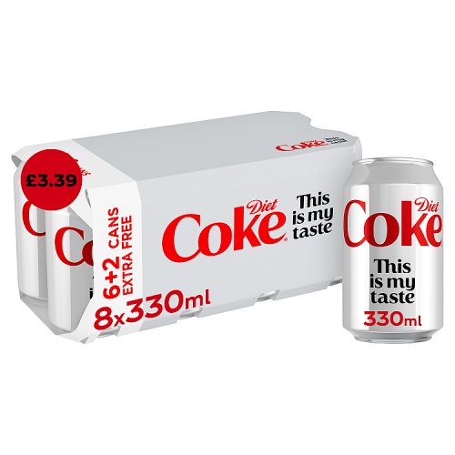 Diet Coke Can 6pk + 2 Free PM £3.39 330ml