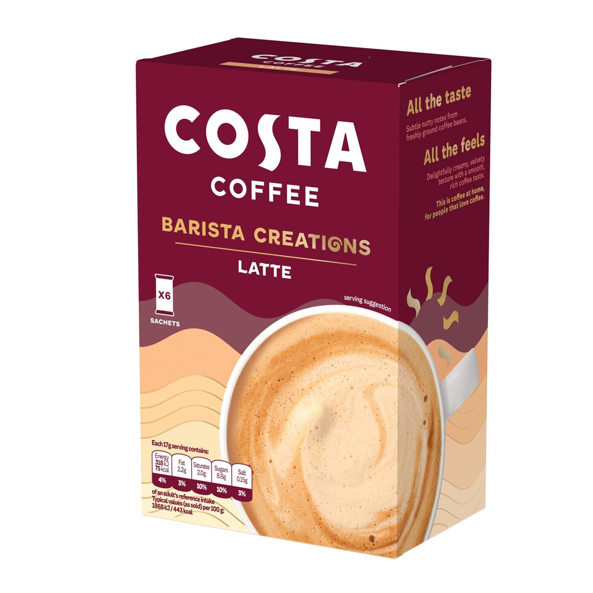 Costa Coffee Sachets Latte 6s (6 x 17g) NEW