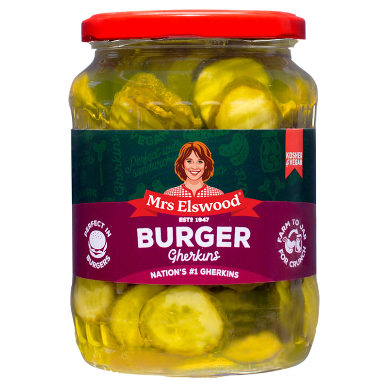 Mrs Elswood Burger Gherkins 330g