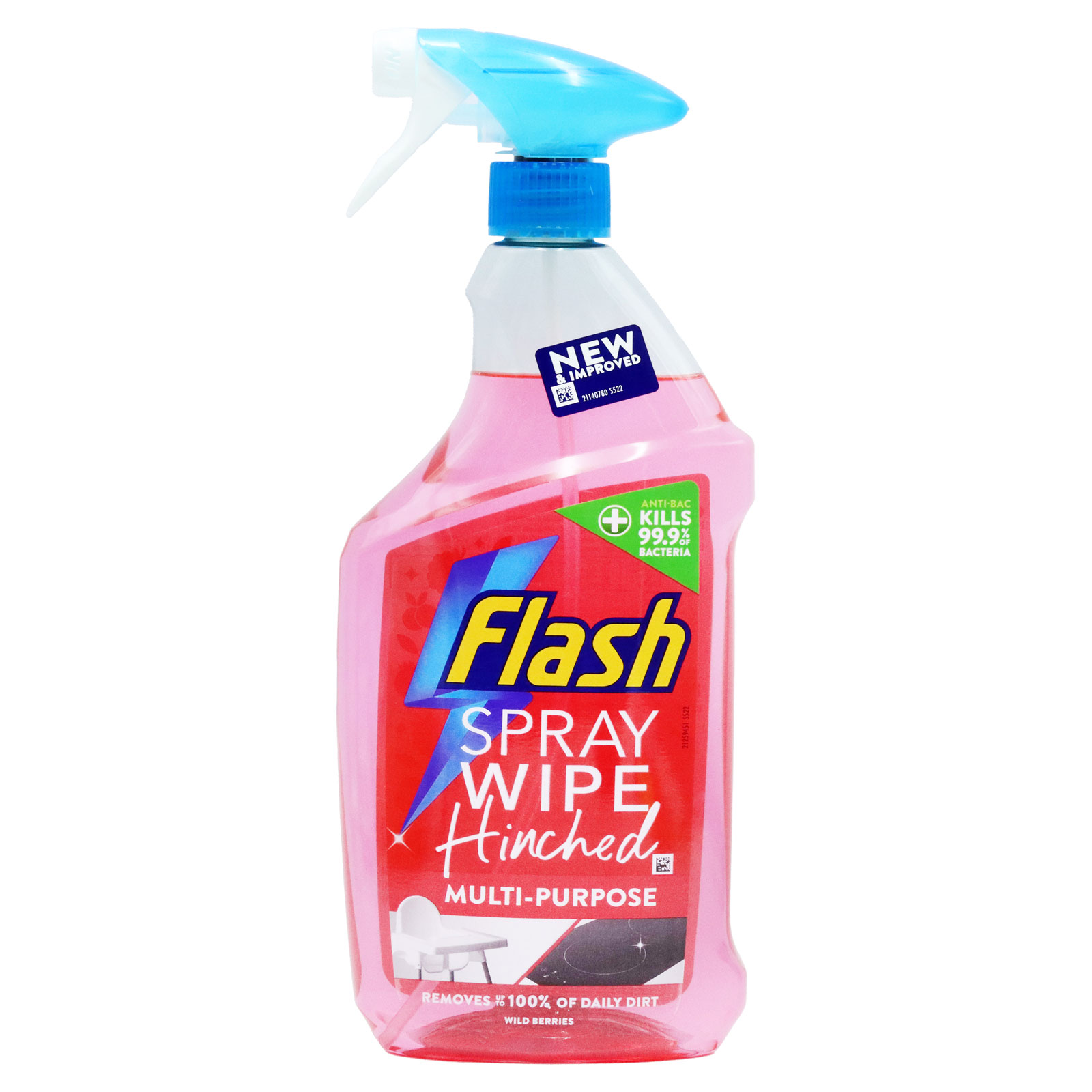 Flash Anti Bacterial Spray Wipe Hinched Wild Berry 800ml (HS)