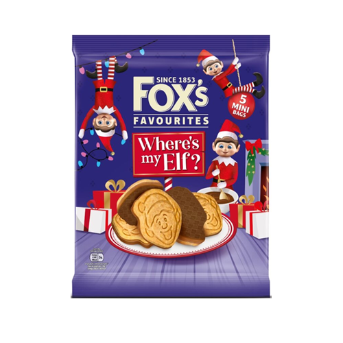 Foxs Favourites Where is My Elf Chocolate Coated Biscuits 5s 100g