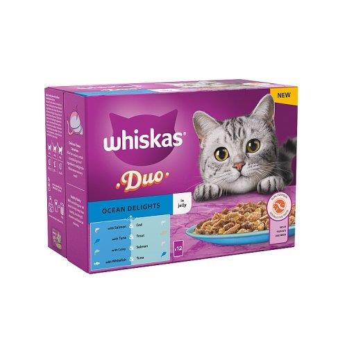Whiskas 1+ Cat Pouches Duo Ocean Delights Jelly (12 x 85g) 1.02kg NEW