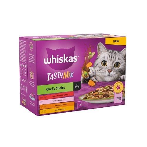 Whiskas 1+ Cat Pouches Tasty Chefs Choice Gravy (12 x 85g) 1.20kg NEW