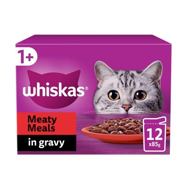 Whiskas 1+ Cat Pouches Meaty Meals in Gravy (12 x 85g) 1.02kg