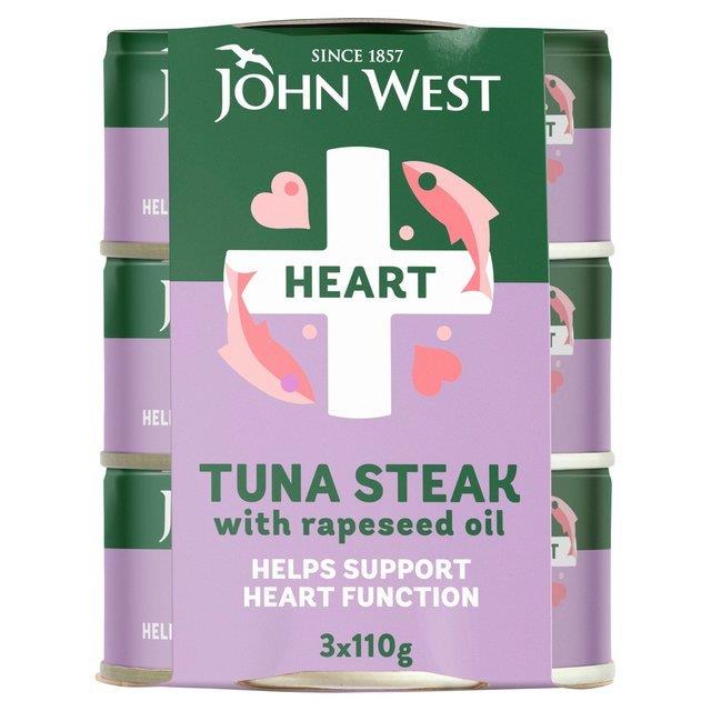 John West Tuna Drain Heart Tuna Steak Rapeseed Oil 3pk (3 x 110g) 330g