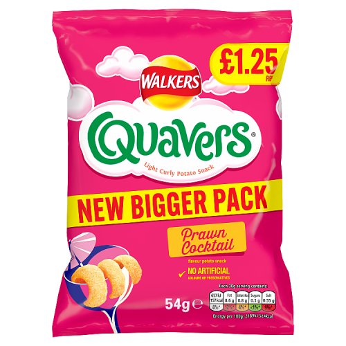 Walkers Bag Quavers Prawn Cocktail Snacks PM £1.25 54g NEW