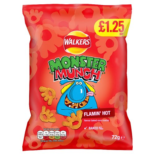 Walkers Bag Monster Munch Flamin Hot Snacks PM £1.25 72g