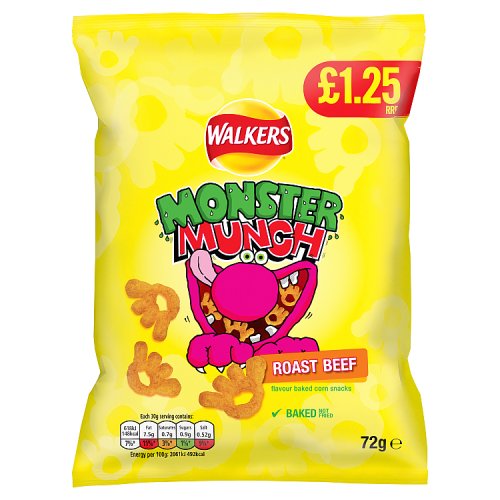 Walkers Bag Monster Munch Roast Beef Snacks PM 1.25 72g