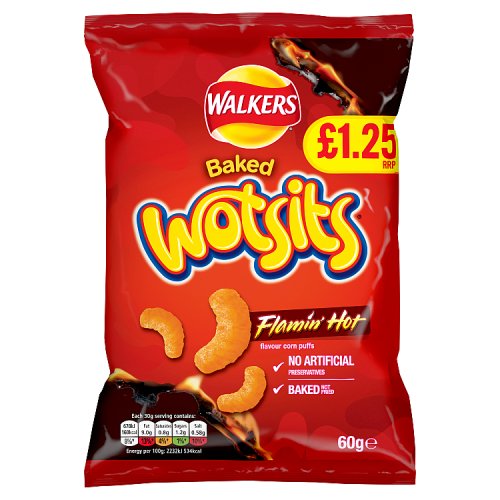 Walkers Bag Wotsits Flamin Hot Snacks PM £1.25 60g