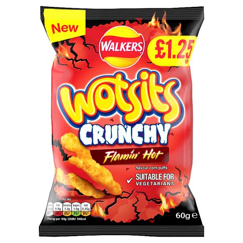 Walkers Bag Wotsits Crunchy Flamin Hot Snacks PM £1.25 60g