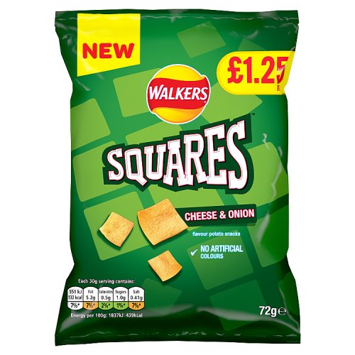 Walkers Squares Cheese & Onion PM £1.25 72g