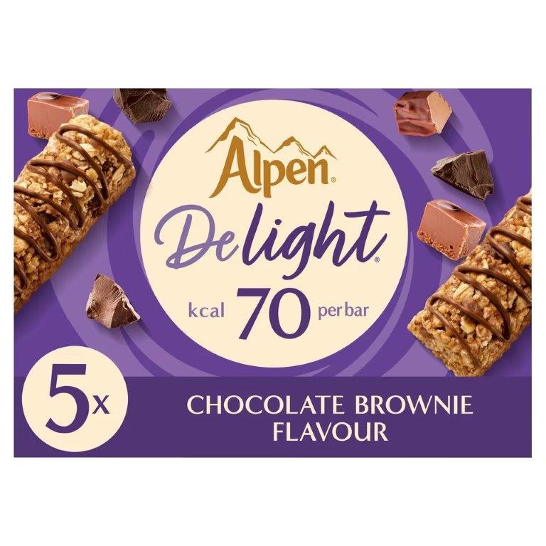 Alpen Delight Cereal Bars Chocolate Brownie 5pk (5 x 19g) 95g NEW