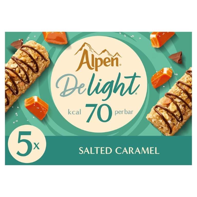 Alpen Delight Cereal Bars Salted Caramel 5pk (5 x 19g) 95g NEW