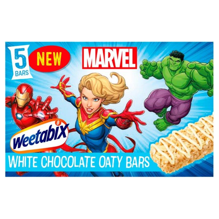 Weetabix Marvel 5pk White Chocolate Oaty Bars 115g NEW