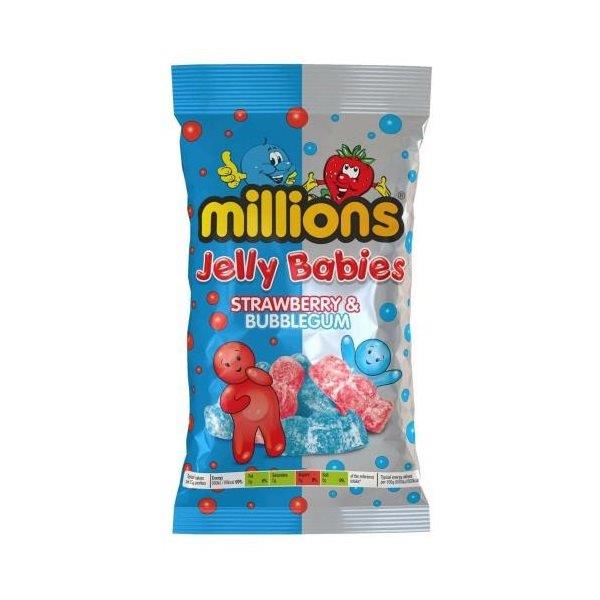 Millions Strawberry & Bubblegum Jelly Babies Pm 140g