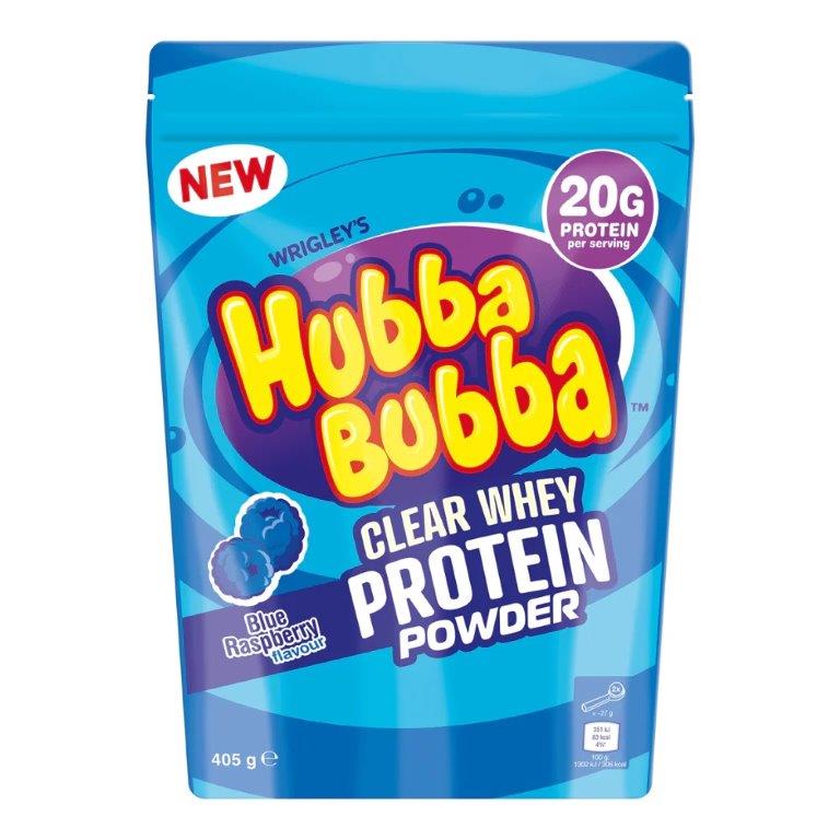 Hubba Bubba Blue Raspberry Clear Whey Powder Pouch 405g NEW