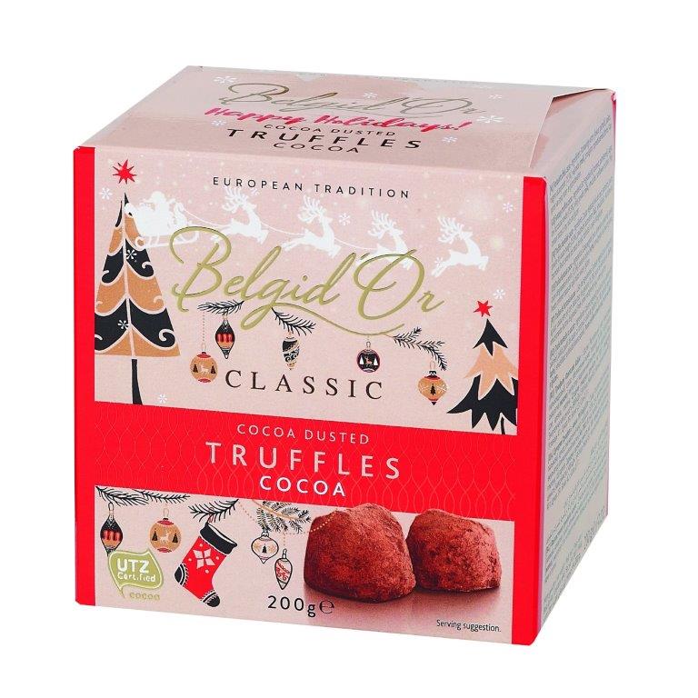 Belgid Or Cocoa Dusted Truffles In Christmas Design Gift Box 150g NEW