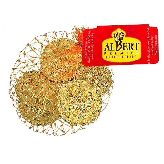 Albert Gold Foiled Uk Milk Chocolate Coins In Net 50g