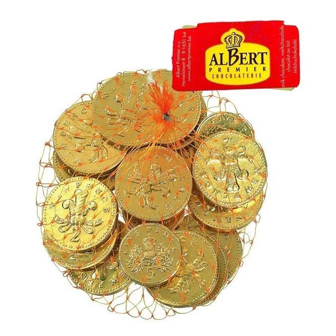 Albert Gold Foiled Uk Milk Chocolate Coins In Net 100g