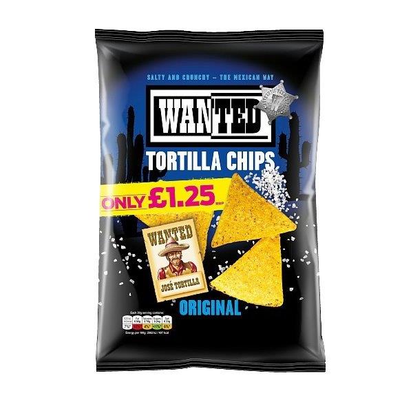 Wanted Tortilla Chips Salted PM 125g PM £1.25 NEW