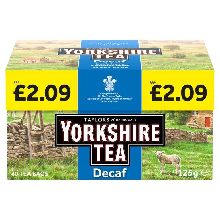 Yorkshire Decaf Teabags PM £2.09 40s 125g