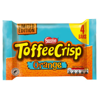 Toffee Crisp Orange Milk Chocolate Bar (4 x 31g) 124g NEW