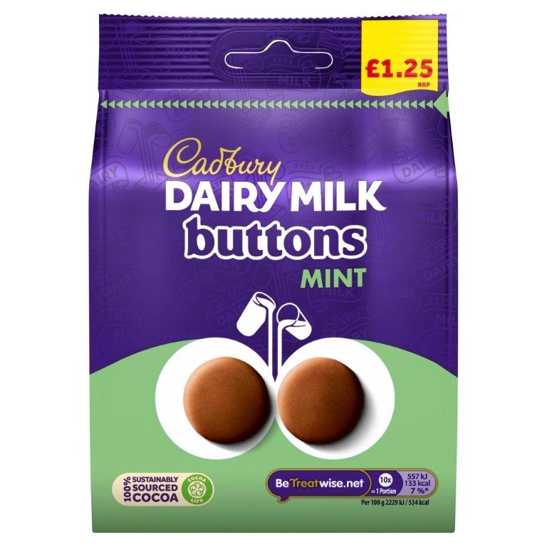 Cadbury Mint Buttons Bag PM £1.25 95g NEW