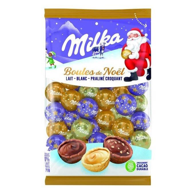 Milka Christmas Baubles In Bag Milk, White And Crispy Praline 350g