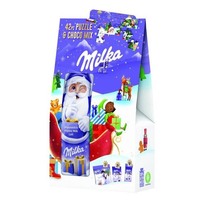 Milka Milk Chocolate Foiled Santa & Puzzle 42s 124g