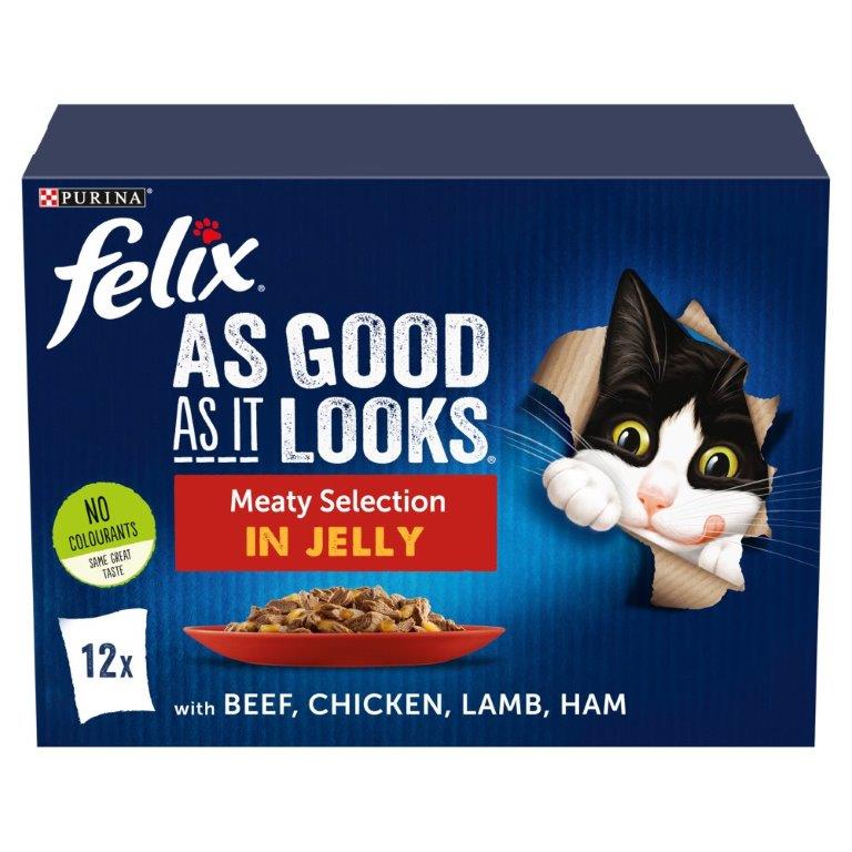 Felix AGAIL Pouch Meaty Selection In Jelly 12pk PM £5.25 (12 x 100g) 1.2kg