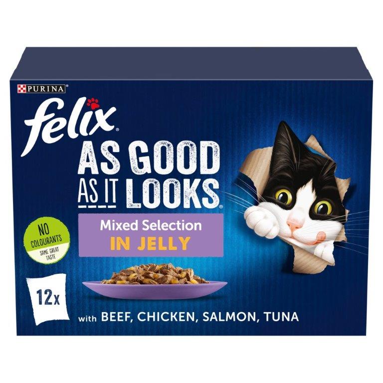 Felix AGAIL Pouch Favourites Selection In Jelly 12pk PM £5.25 12pk (12 x 100g) 1.2kg