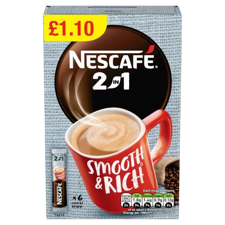 Nescafe 2in1 Coffee Sachets PM £1.10 6s (6 x 9g) 54g
