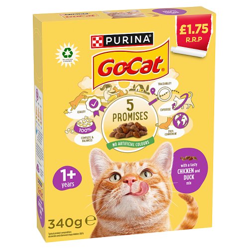 Purina Go Cat Chicken & Duck Mix Dry Food PM £1.75 340g