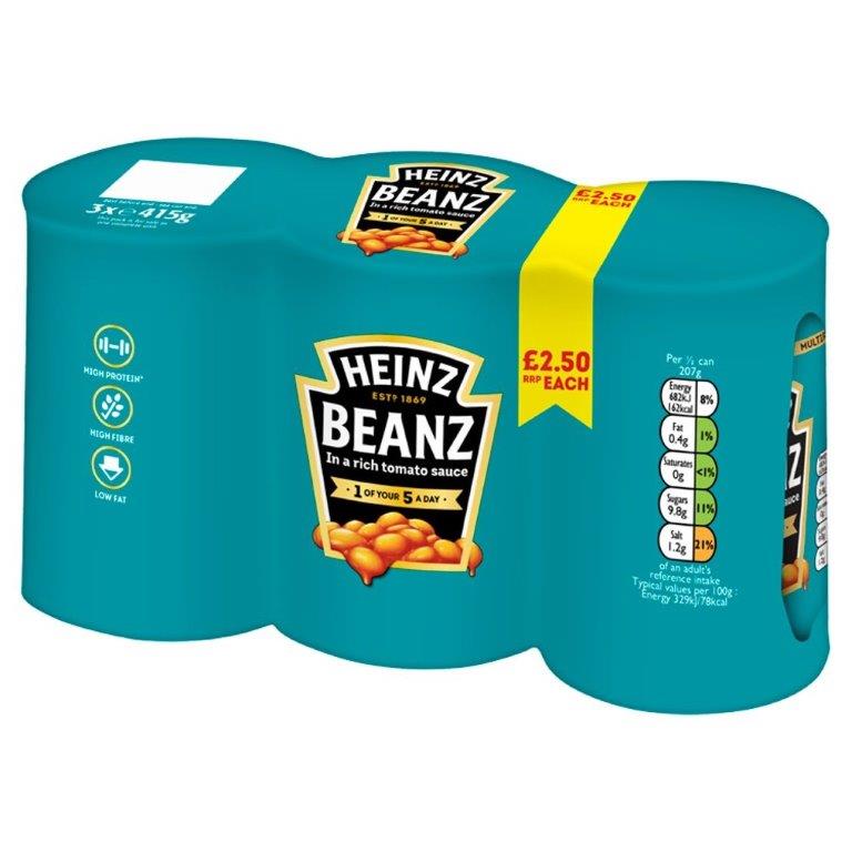 Heinz Baked Beans 3pk (3 x 415g) PM £2.25