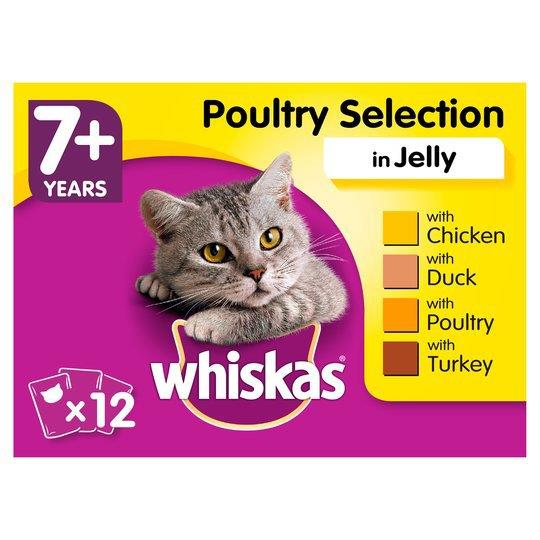 Whiskas 7+ Cat Pouches Poultry Selection In Jelly 12pk (12 x 100g) PM £3.75