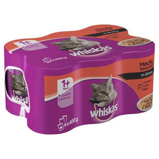 Whiskas 1+ Cat Tins Meaty Selection In Gravy 6pk (6 x 400g)