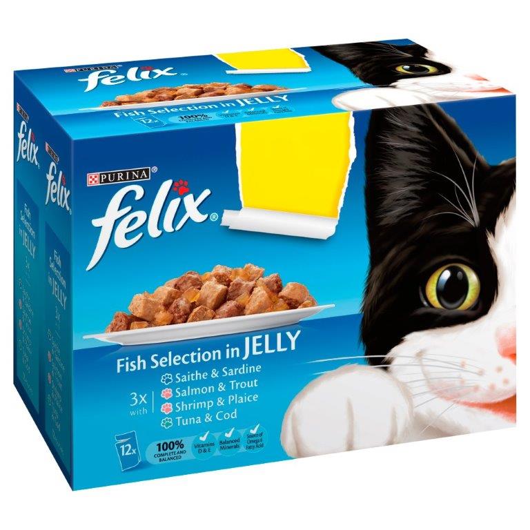 Felix Pouch Fish Selction In Jelly 12pk (12 x 100g) PM £3.75