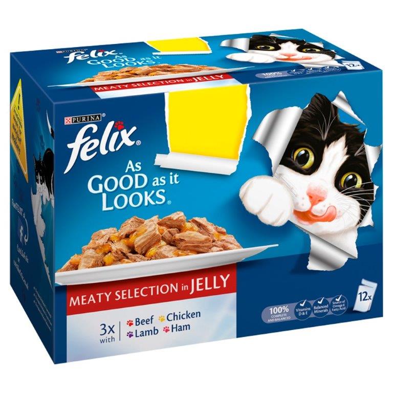 Felix AGAIL Pouch Meaty Selection In Jelly 12pk (12 x 100g) PM £4.25