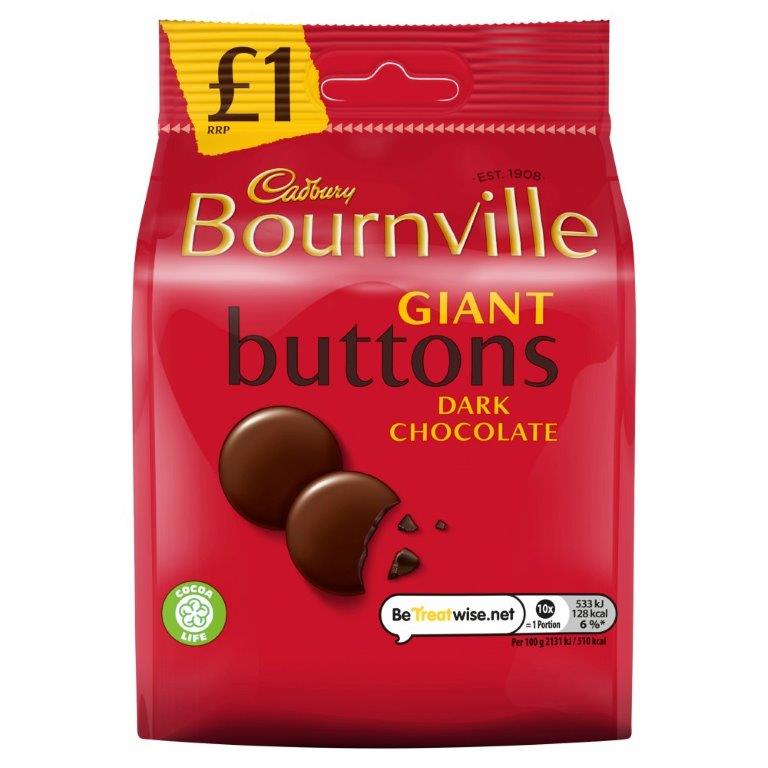Cadbury Bag Bournville Dark Buttons 95g PM £1
