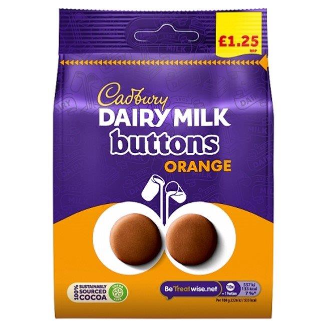 Cadbury Orange Buttons Bag 95g PM £1.25 NEW