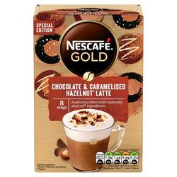 Nescafe Sachets Gold Chocolate Caramel Hazelnut Latte 8s (8 x 18.5g) NEW